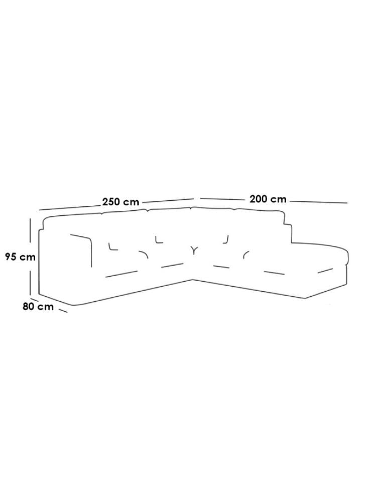 كنبة زاوية بمقاس 250x200x80x95 سم - أبيض