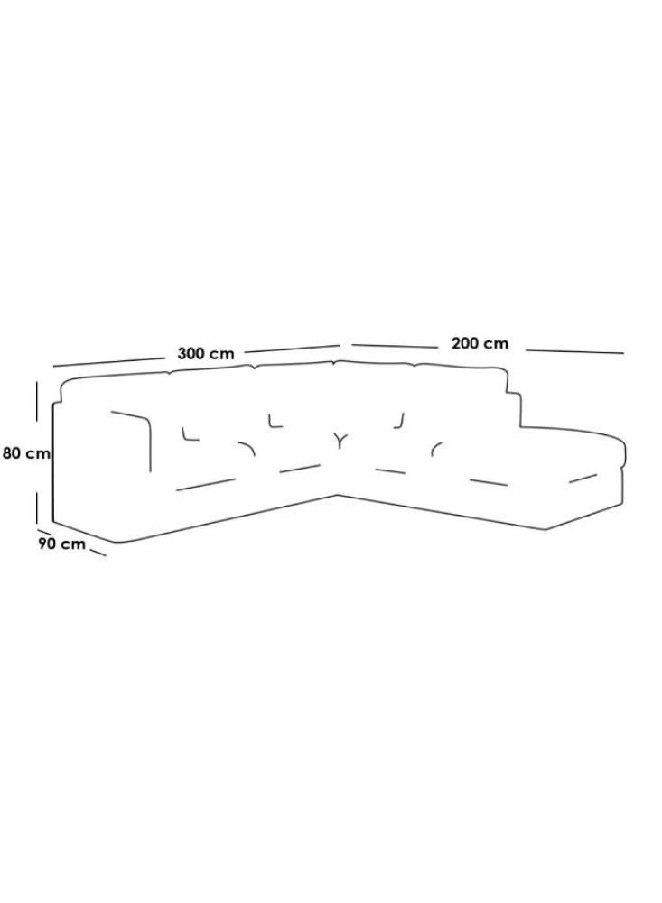 كنبة زاوية مقاس 80x200x90x300 سم - أوف وايت