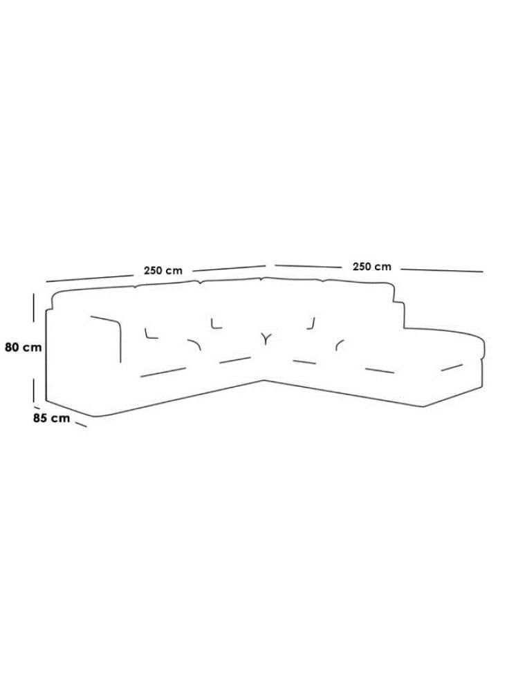 كنبة زاوية بمقاس 250x80x85x250 سم - رمادي