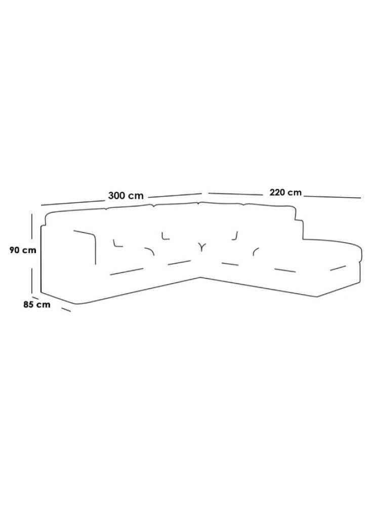 كنبة زاوية مقاس 300×220×95×85 سم - بيج