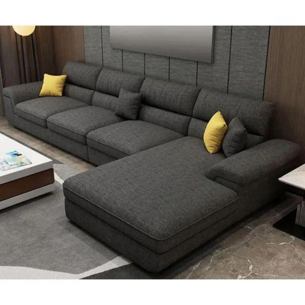 كنبة بمقاس 85x200x300x85 سم من الكتان - رمادي