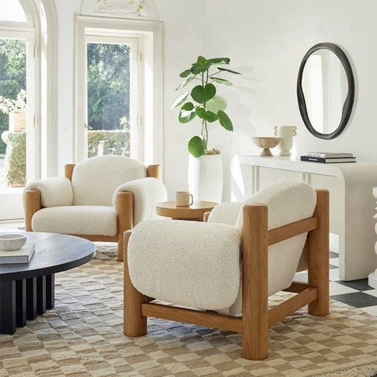 كرسي صوف ابيض