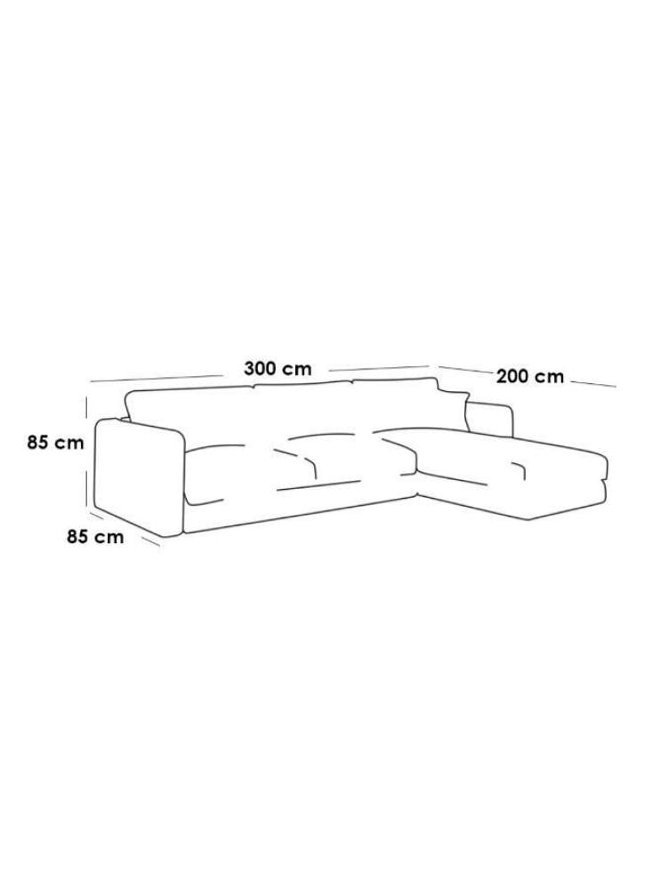 كنبة بمقاس 85x200x300x85 سم من الكتان - رمادي