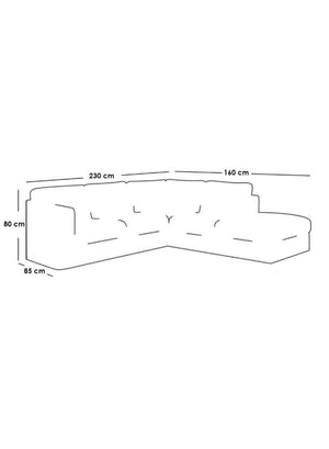 كنبة زاوية من الكتان والخشب السويدي - 80x85x160 x230 سم - رمادي