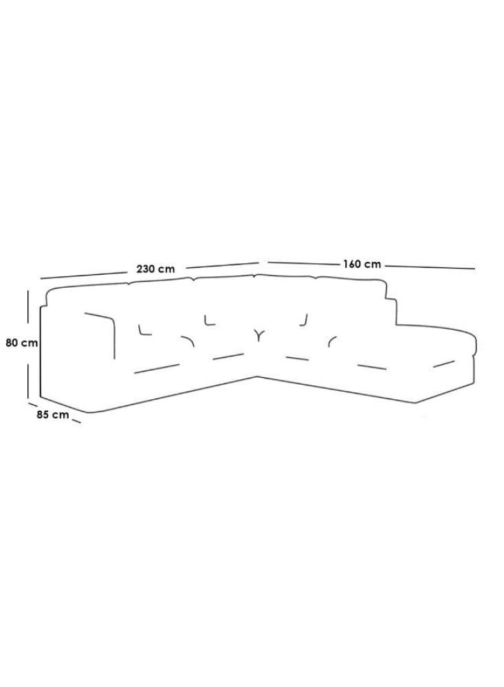 كنبة زاوية من الكتان والخشب السويدي - 80x85x160 x230 سم - رمادي
