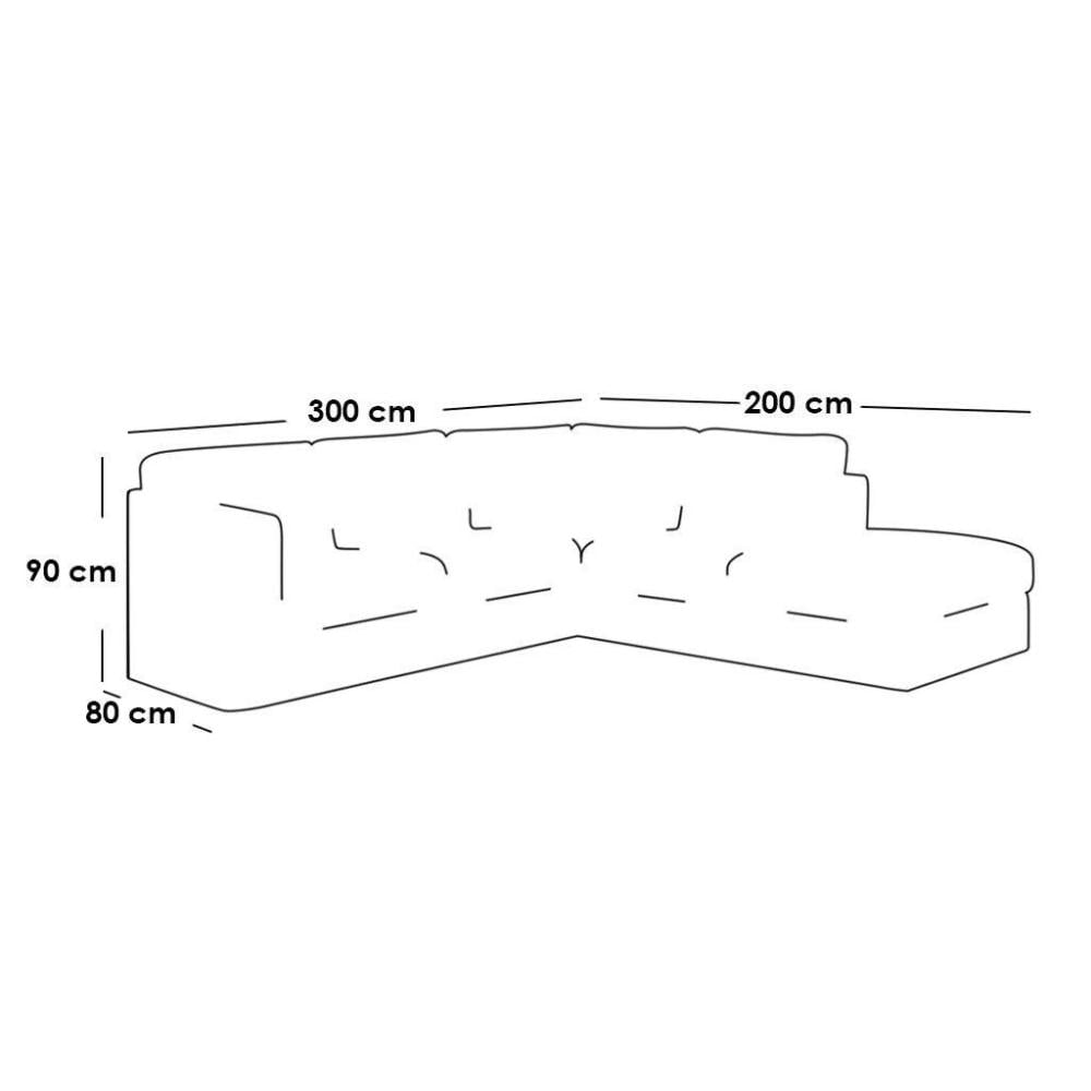 كنبة زاوية 300×200×90×80 سم - رمادي