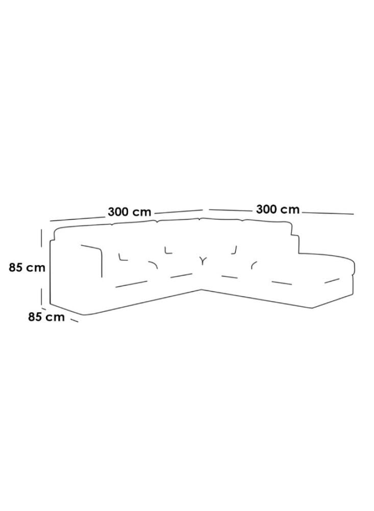 كنبة زاوية مقاس 85×300×85×300 سم - رمادي