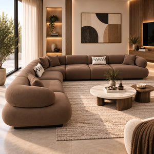 كنبة زاوية ركنية أوريلا بتصميم منحني مودرن ومقاعد واسعة لغرف المعيشة والمجالس 350×220 سم - Home House