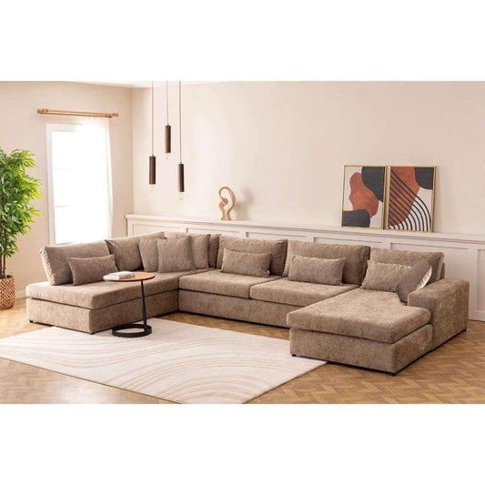 كنبة زاوية 300×170×140×85×90 سم - بني