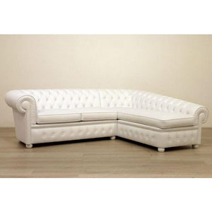 كنبة زاوية خشب سويدي و ام دي اف تايلاندي و كتان - أبيض