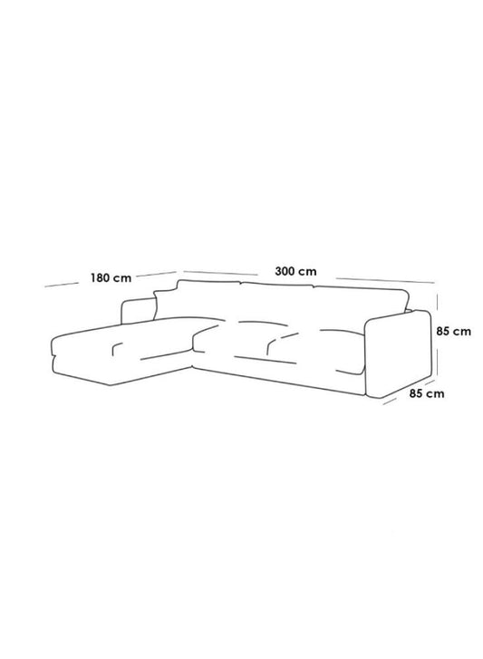 كنبة مقاس 85x180x300x85 سم من الكتان - بيج