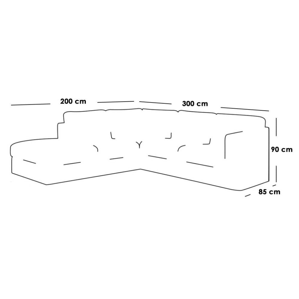كنبة زاوية 90×85×300×200 سم - رمادي