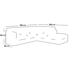 كنبة زاوية 200×80×400×80 سم - رمادي
