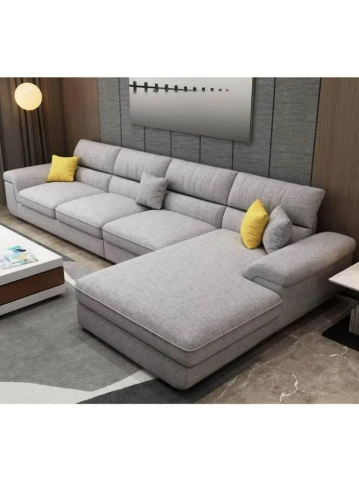 كنبة بمقاس 85x200x300x85 سم من الكتان - رمادي