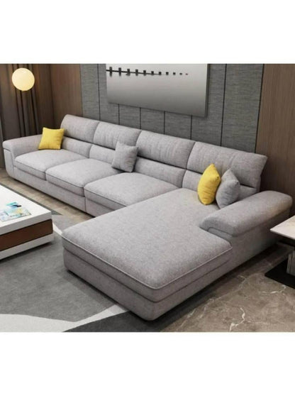 كنبة بمقاس 85x200x300x85 سم من الكتان - رمادي