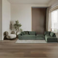 كنبة ركنية زافيرا بمخمل ناعم أخضر وتصميم عصري واسع