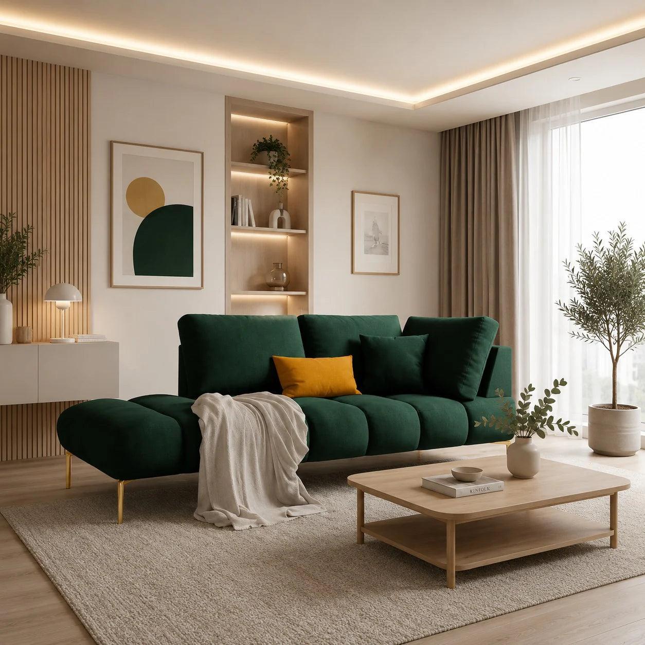 كنبة بمقاس 85×180×85 سم - أصفر - من هوم هاوس