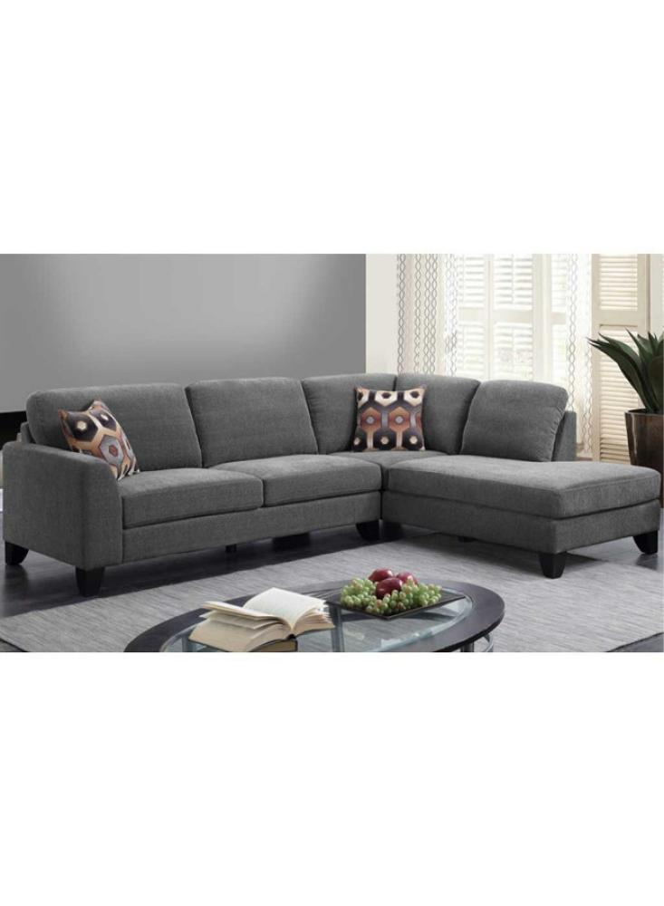 كنب زاوية 200x70x70x300 سم - رمادي وأسود - STH-8