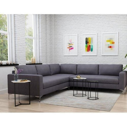 كنبة زاوية خشب سويدي و ام دي اف تايلاندي و كتان - رمادي