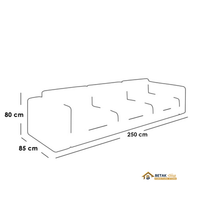 كنبة 3 مقاعد 250×85×80 سم - أبيض