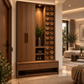 بانكيت وخزانة مَدْخَل رِواق – وحدة تخزين خشبية متكاملة بتصميم مودرن - Home House
