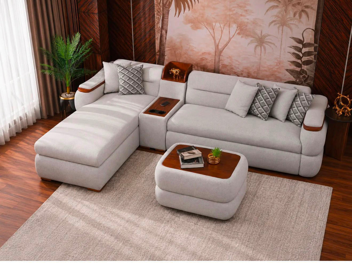 كنبة زاوية ترندي سرير مع تخزين مميز درجة أولي - 300 سم - 200 سم - 85 سم مع بوف - Home House