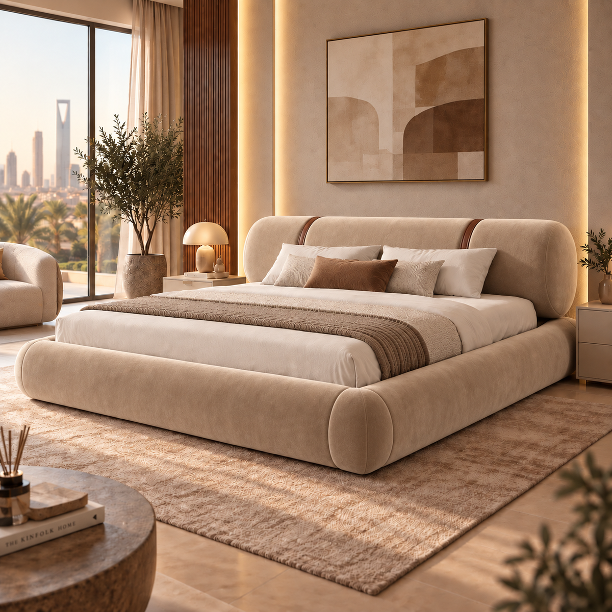 سرير أوريلا المخملي بتصميم دائري عصري فاخر - Home House