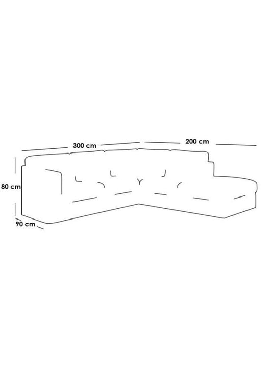 كنبة زاوية مقاس 80x200x90x300 سم - أوف وايت
