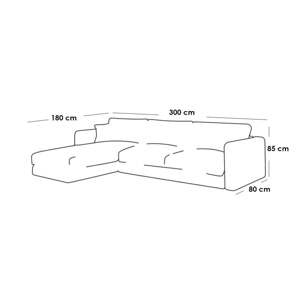 كنبة زاوية خشب سويدي وكتان - بيج