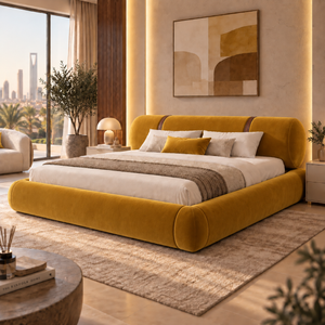 سرير أوريلا المخملي بتصميم دائري عصري فاخر - Home House