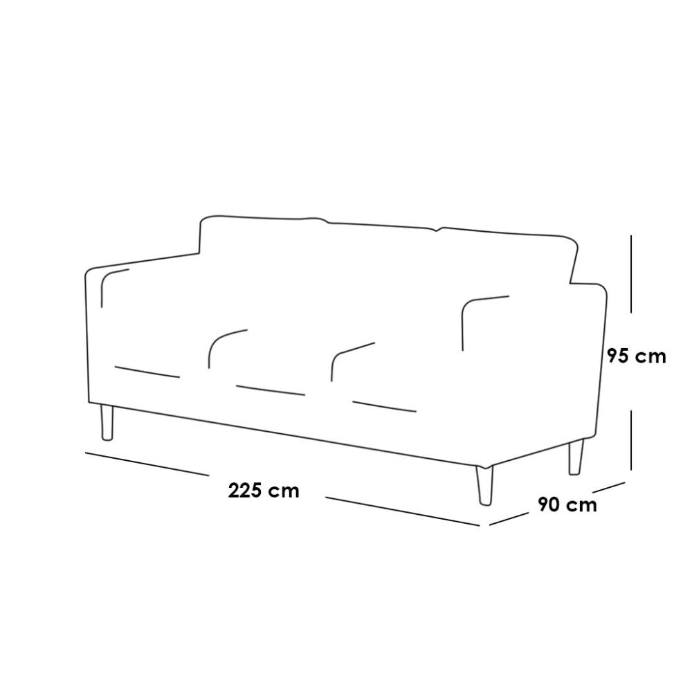 طقم غرفة معيشة خشب سويدي و كتان قطعتين - رمادي غامق