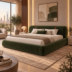 سرير أوريلا المخملي بتصميم دائري عصري فاخر - Home House