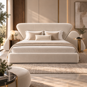 سرير أڤيلورا – سرير مخمل ناعم بهيدبورد منحني ممتد - Home House