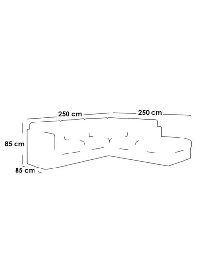 كنبة زاوية مقاس 85×250×85×250 سم - رمادي