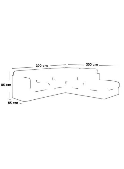كنبة زاوية مقاس 300×300×85×85 سم - رمادي
