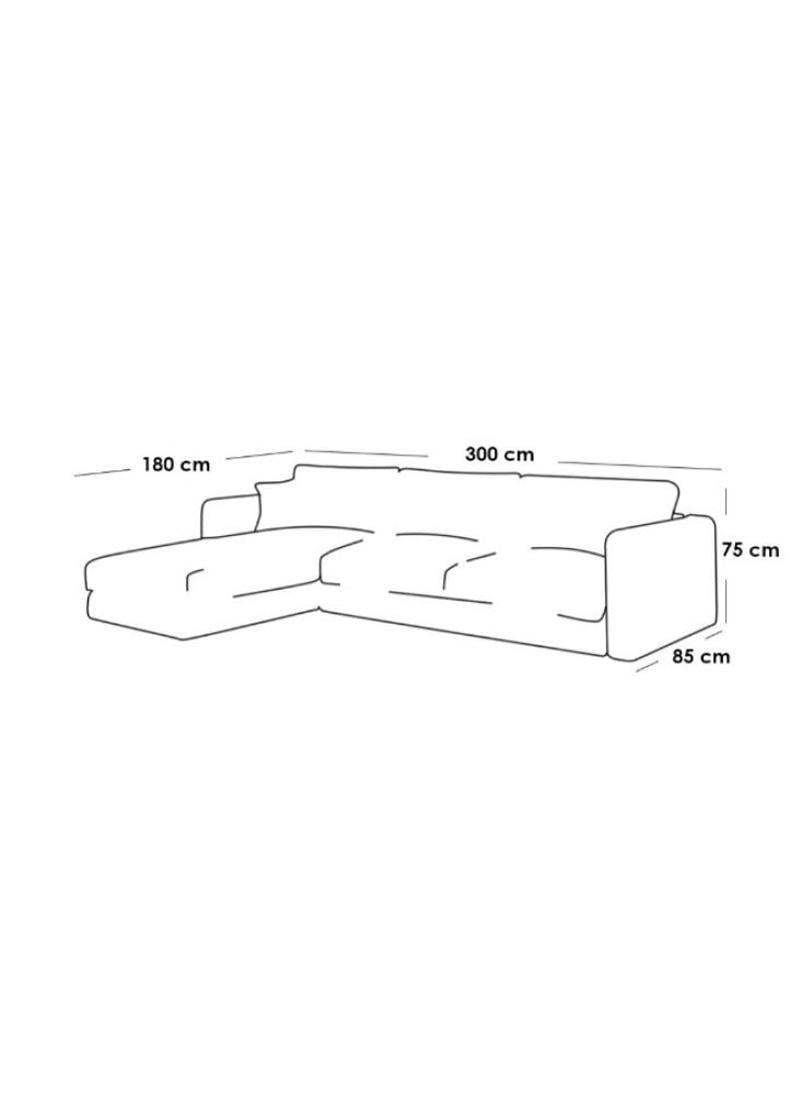 كنبة مقاس 85x180x300x75 سم من الكتان - بيج