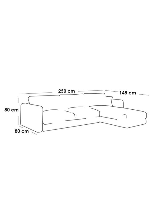 كنبة زاوية بمقاس 250x80x145x80 سم - بيج- من هوم هاوس