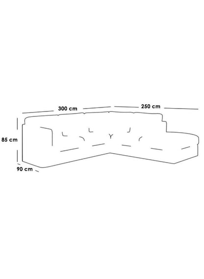 كنبة زاوية مقاس 300x250x90x85 سم - رمادي
