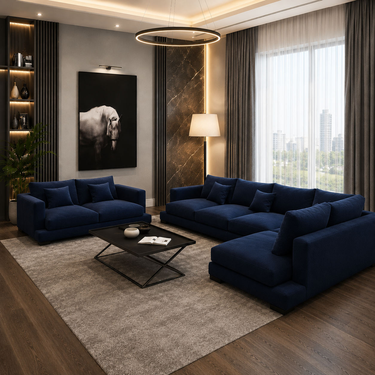 كنب زاوية لغرفة المعيشة مقاس 320×200سم + 210سم  ترندي
