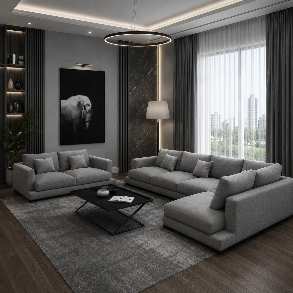 كنب زاوية لغرفة المعيشة مقاس 320×200سم + 210سم  ترندي