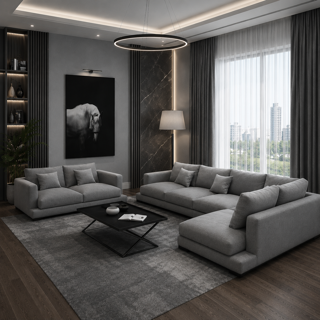 كنب زاوية لغرفة المعيشة مقاس 320×200سم + 210سم  ترندي