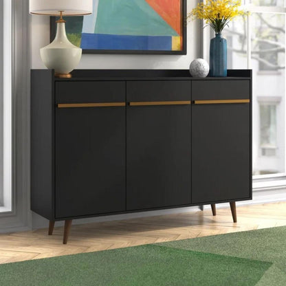 بوفية خشب  ام دي اف أسود - 90×40×140 سم