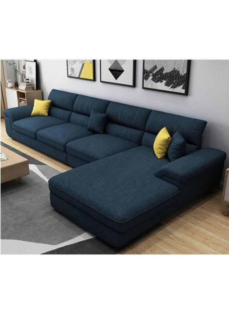 كنبة بمقاس 85x200x300x85 سم من الكتان - أزرق - من هوم هاوس