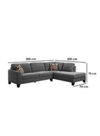 كنب زاوية 200x70x70x300 سم - رمادي وأسود - STH-8
