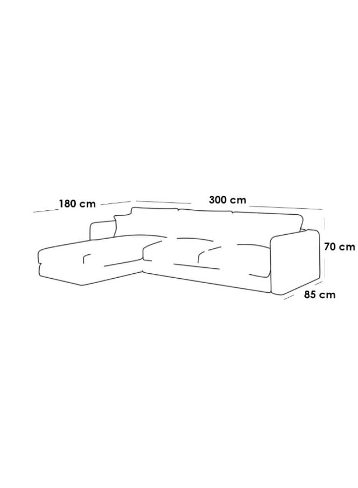 كنبة زاوية  بمقاس 85x180x300x70 سم من الكتان - رمادي