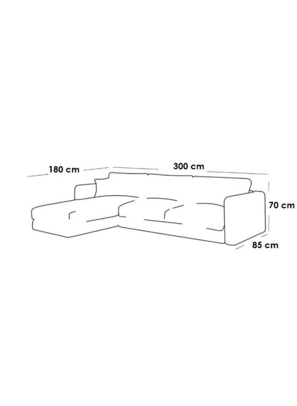 كنبة زاوية  بمقاس 85x180x300x70 سم من الكتان - رمادي