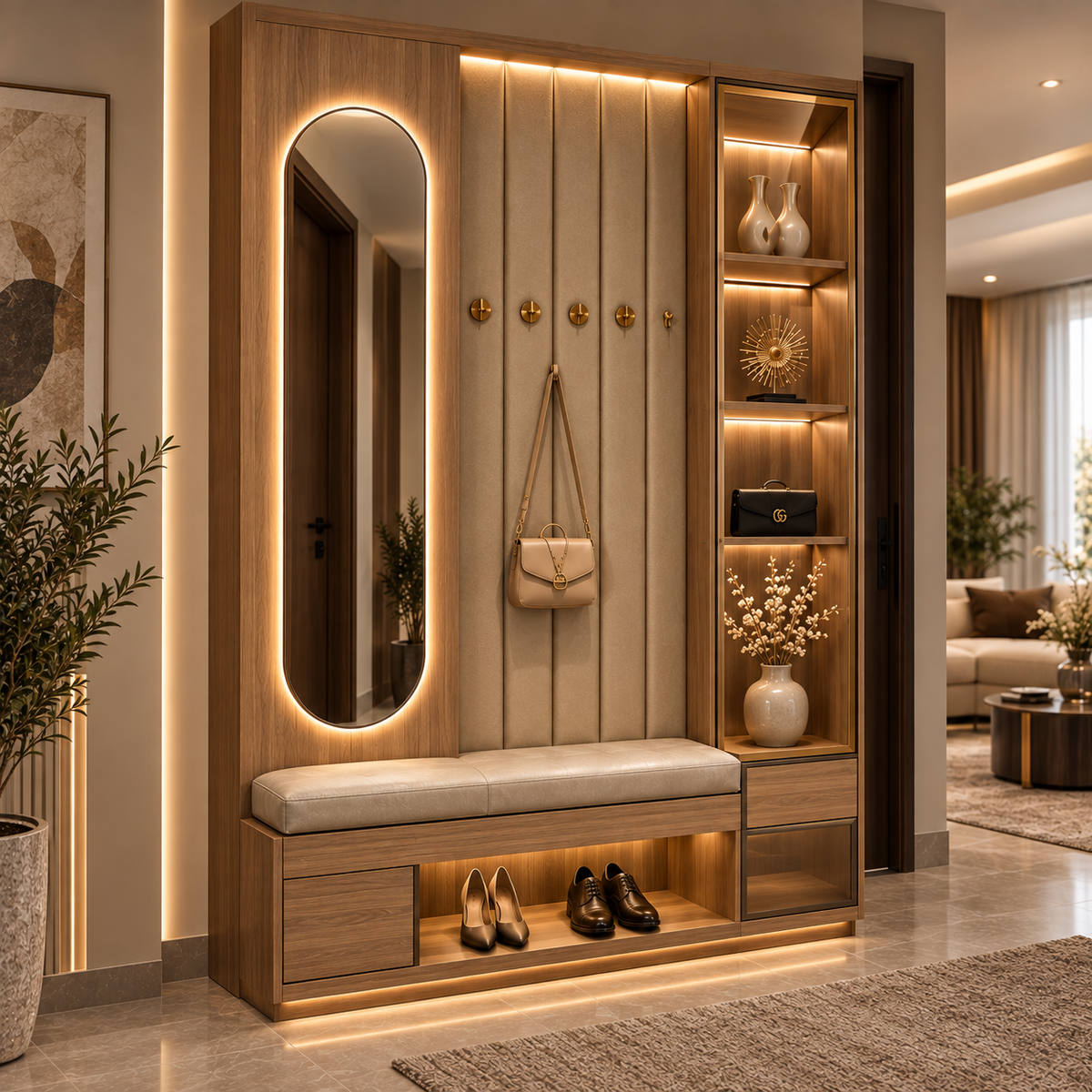 بانكيت ألديرن – وحدة مدخل بمرآة وتخزين متعدد