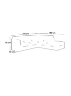 كنبة زاوية بمقاس من الكتان والخشب السويدي - بيج