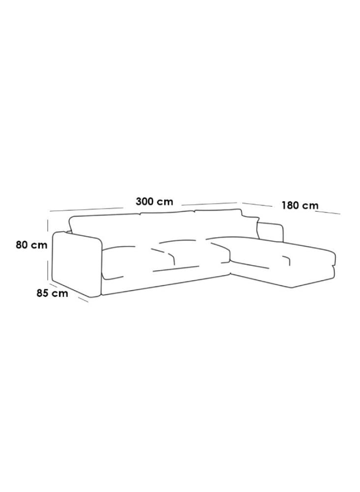 كنبة زاوية بمقاس 85x180x300x80 سم من الكتان - بيج