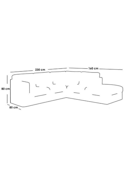 كنبة زاوية من الكتان والخشب السويدي - 80x85x160 x230 سم - رمادي